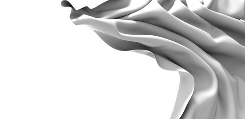 Aufkleber - A flowing white fabric drapes gracefully against a black background, creating a soft, abstract composition.