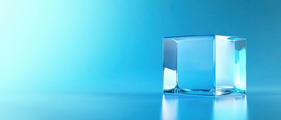 Canvas Print - captivating clear cube on light blue gradient background for modern design and abstract concepts