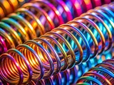 Macro Photography of Metal Coil Spring, Close-up Detail, Industrial Spring, Mechanical Part