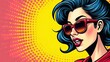 © Bang Boltea - Vibrant Pop Art Woman with Sunglasses on Colorful Retro Background