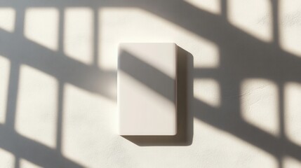 Canvas Print - minimalist rectangular block on textured wall with window shadow play creates serene and modern aest