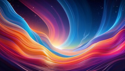 Wall Mural - abstract cosmic landscape with vibrant colors swirling patterns and a serene gradient background