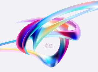 Wall Mural - colorful 3d liquid lines. abstract fluid shapes on white background. wavy design elements.