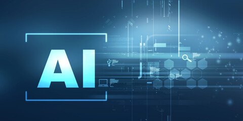 2d illustration Artificial Intelligence (AI) concept
