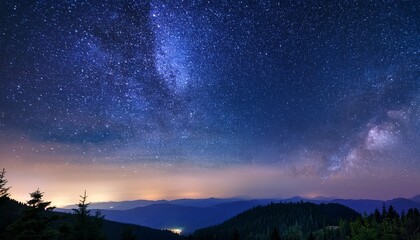 Wall Mural - night sky adorned with countless sparkling stars and a hint of cosmic dust creating a celestial tapestry of wonder and intrigue