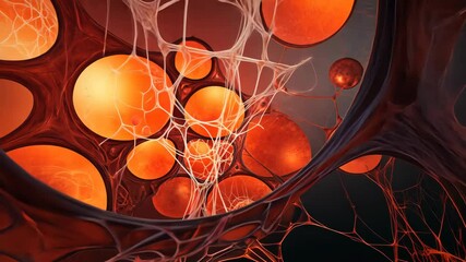 dynamic net structure with dark red and orange, bold lines, digital art, energetic tone, abstract design, warm atmosphere
