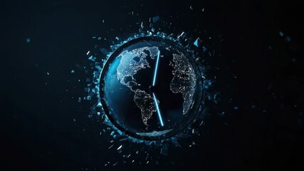 Wall Mural - abstract digital earth concept with glowing elements and fractured background representing technolog