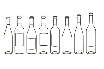 Aufkleber - Simple icon set of empty wine bottles in different shapes and sizes for use in various design projects