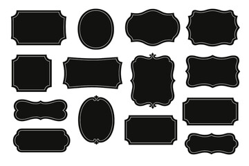Poster - Icon set features various black decorative labels and frames suitable for multiple design projects and visual communication