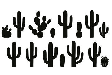 Aufkleber - Cactus icon set featuring various shapes and sizes for digital design projects and creative use