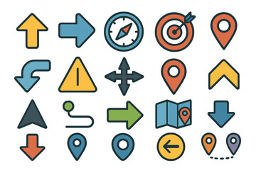 Fototapete - Icon set featuring directional symbols and navigation signs for various applications and purposes in a modern design context