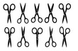 © Zaleman - Black and white icon set featuring various types of scissors suitable for design and creative projects
