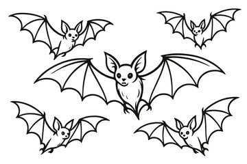 Poster - Unique collection of bat icons featuring different flying poses and styles for creative projects and designs