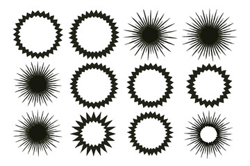 Fototapete - Icon set featuring diverse starburst designs ideal for creative projects and digital media applications
