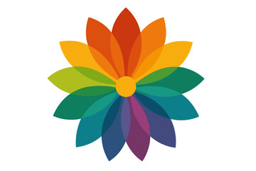 Aufkleber - Colorful flower icon set showcasing various vibrant shades arranged in a circular pattern for creative projects