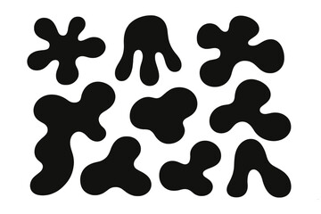 Poster - Icon set featuring abstract black shapes with varied forms suitable for modern design projects