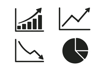 Aufkleber - Icon set featuring graphs, charts, and trend illustrations depicting data analysis and financial performance