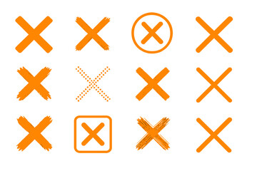 Fototapete - Variety of orange icons depicting different styles of crosses suitable for graphic design projects