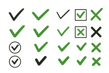 Leinwandbilder - Icons showcasing different check marks and cross symbols for user interface design and graphic projects