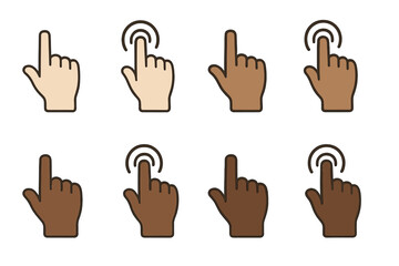 Fototapete - Diverse icon set illustrating various hand gestures for touch interaction and navigation across digital platforms