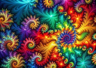 Wall Mural - abstract fractal burst background: vibrant energy and dynamic design with right-side copy space