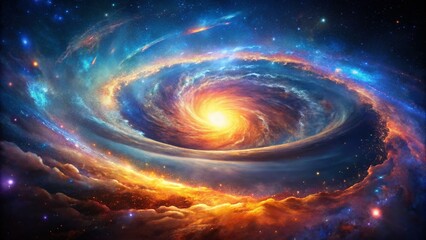Wall Mural - Abstract Galaxy Supernova Explosion: Vibrant Cosmic Light Drone Photography