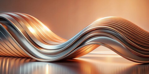 Wall Mural - abstract peach chrome wave minimalist background design template
