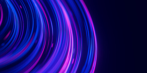 Wall Mural - closeup of circular data light speed flow. abstract round digital data stream of quantum computing. 