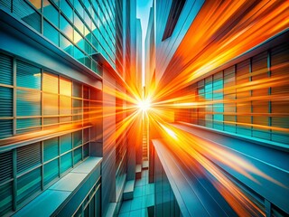 Sticker - abstract teal orange gradient burst background - bold architectural design texture