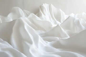 Leinwandbilder - Abstract landscape of white fabric, resembling snow-covered mountains with gentle curves and soft textures, evoking tranquility and simplicity.