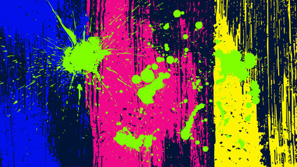 Wall Mural - Dark grunge background with reflective brush strokes and green drops scattered throughout.