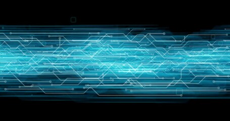 Wall Mural - abstract circuitry forms a technology and cyber background with blue lines and circles. futuristic a