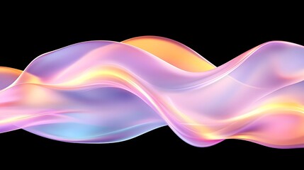 Wall Mural - Abstract colorful wavy lines on black background (1)