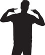 © Curto - vector; silhouette of front view of a  man points to himself