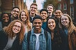 © Vorda Berge - Smiling portrait of a diverse group of students on a college campus