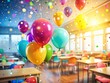 © Adisorn - Colorful Balloons Celebrate Classroom Party - Bokeh Effect Stock Photo