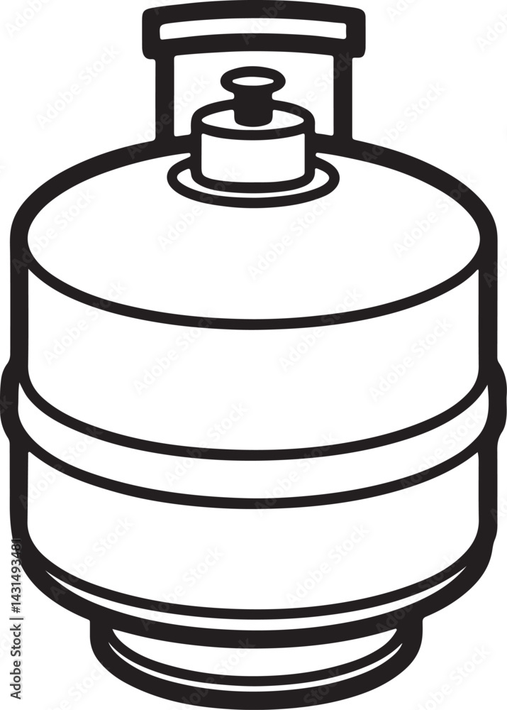 cooking gas cylinder line art, black outline, vector and illustration ...