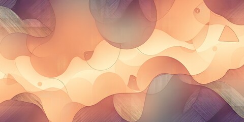 Wall Mural - abstract design featuring fluid shapes in shades of orange, purple and beige tones art
