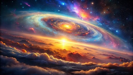 Wall Mural - Cosmic Nebula: Vibrant Color Gradient & Star Clusters - Drone Aerial View