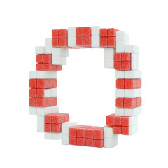 Leinwandbilder - Digitally constructed circular form with red and white textured cubes arrangement