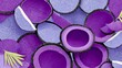 © Biggy - Purple and blue coconut halves arranged in a pattern