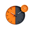 © Bos Amico - Stylized office wall clock with orange and black design