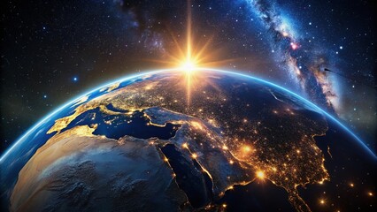 Wall Mural - earth's night lights: celestial sparkle from space - stunning high-resolution stock photo