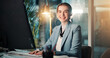 © peopleimages.com - Portrait, night and woman with computer, finance and investment advisor with confidence. Expert, economy analyst and employee in office, evening or pc for email, budget report or proposal for funding