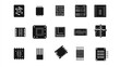 © titik - Various microchip icons; technology, electronics, computer components; white background; for websites, presentations