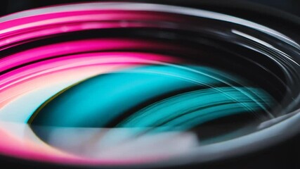 Teal lens reflection, close-up, abstract background, photography