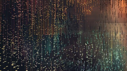 Abstract style of electric pixel particle of musical sound in cyberspace theme with data digital technology design and the dynamic light graphic represented music wave movement with beat flow. AIG53.