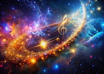 Wall Mural - Macro Cosmic Symphony: Celestial Music Notes & Stardust