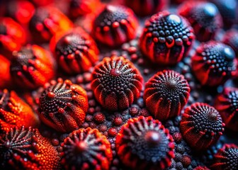 Wall Mural - macro photography: black and red abstract art - close-up textures