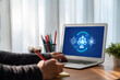 AI ethics responsibility standard law and rules on computer screen provide report of AI ethic transparency preventing technology crime. brisk
